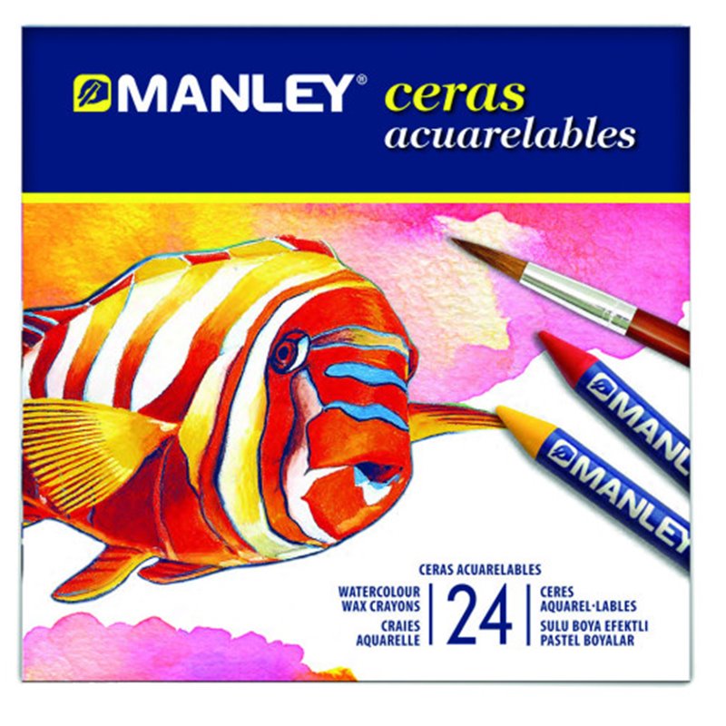 ESTUCHE 24 CERAS ACUARELABLES MANLEY MNQ00424