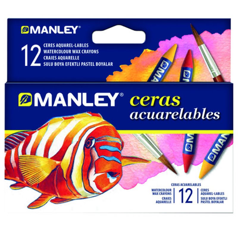 ESTUCHE 12 CERAS ACUARELABLES MANLEY MNQ00412