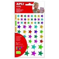 BOLSA DE GOMETS - PEGATINAS ESTRELLAS MULTICOLOR 6 HOJAS APL