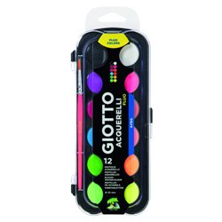 ESTUCHE 12 ACUARELAS FLUO 30 MM + PINCEL  GIOTTO F351400