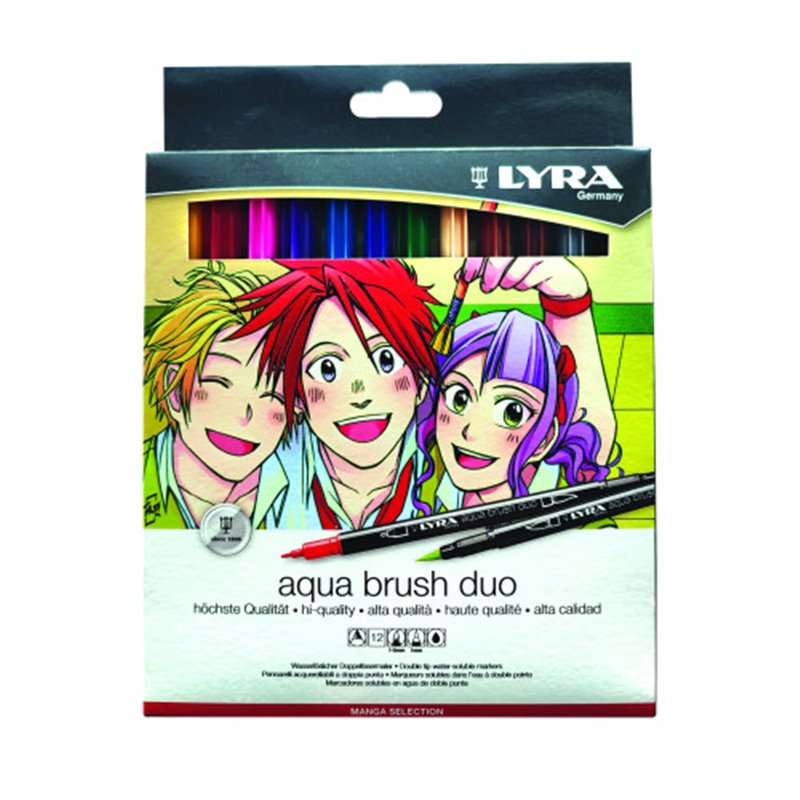 ESTUCHE 12 ROTULADORES DIBUJOS MANGA AQUA BRUSH DUO MANGA LYRA L6521121