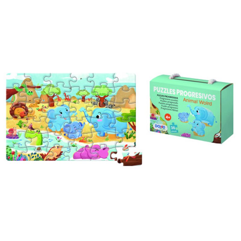 PUZZLE DE 36 PIEZAS - A PARTIR DE 4-6 AÑOS - ANIMAL WORLD DOHE 65009