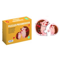 CAJA 4 PUZZLES PROGRESIVOS ANIMALES - PUZZLE DE 4/5 PIEZAS - A PARTIR DE 2 AÑOS DOHE 65001