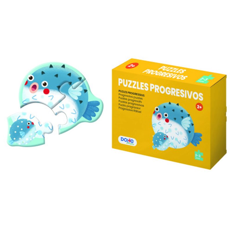 CAJA 4 PUZZLES PROGRESIVOS ANIMALES - PUZZLE DE 2/3 PIEZAS - A PARTIR DE 2 AÑOS DOHE 65000