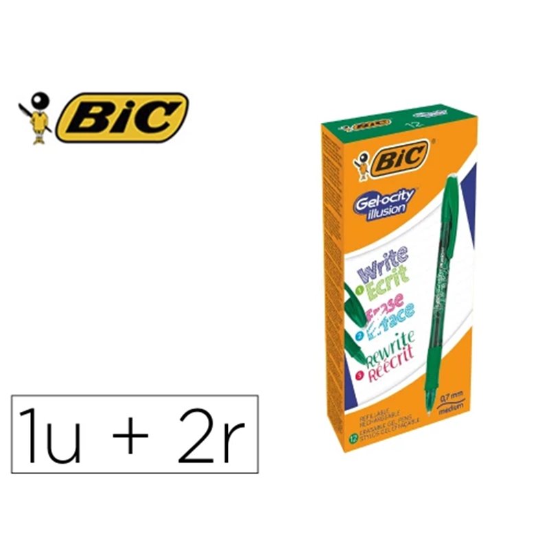 BOLIGRAFO DE GEL BORRABLE VERDE BIC 516531