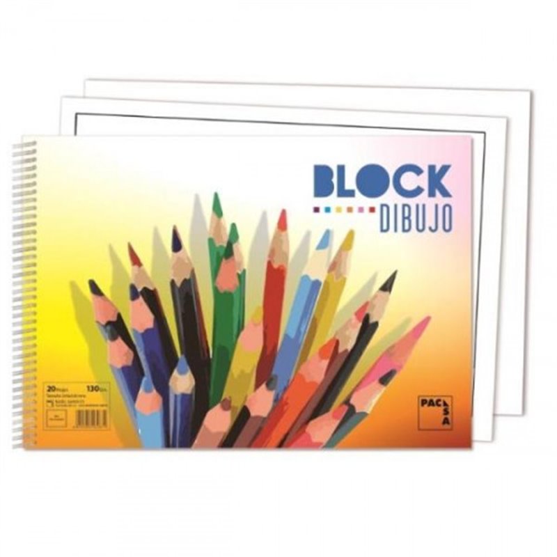 BLOCKS DE DIBUJO COLOURS 130GR.TAMAÑO FOLIO 20 HOJAS LISO SIN RECUADRO PACSA 18837