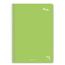 CUADERNO SERIE XTRA 60GR.TAPA CONTRACOLADA FOLIO (215X310MM.) 80 HOJAS CUADRÍCULA 4X4 COLOR VERDE OSCURO PACSA 16078