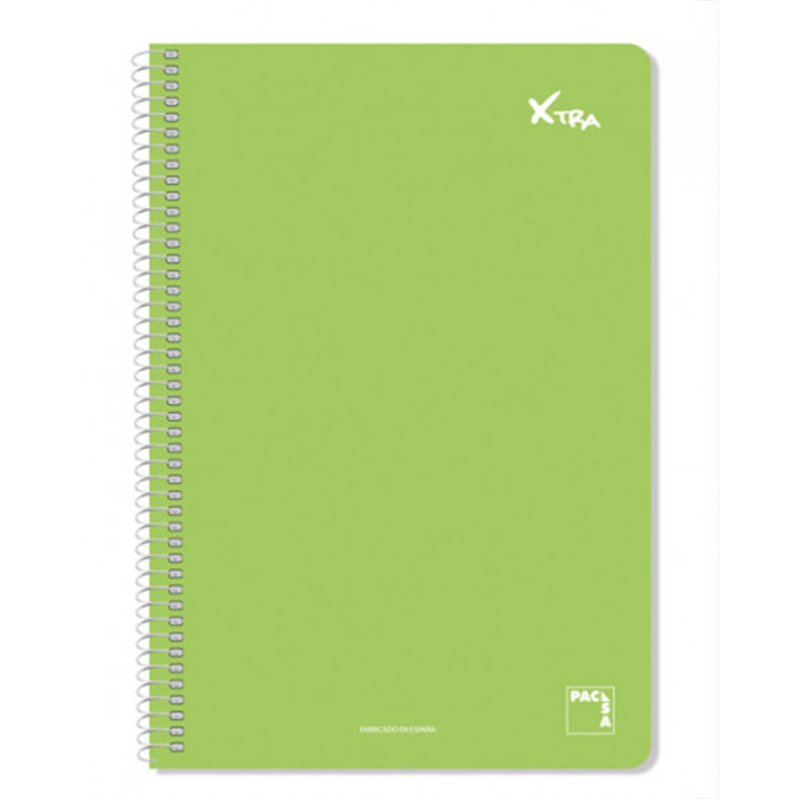 CUADERNO SERIE XTRA 60GR.TAPA CONTRACOLADA FOLIO (215X310MM.) 80 HOJAS CUADRÍCULA 4X4 COLOR VERDE OSCURO PACSA 16078