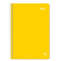 CUADERNO SERIE XTRA 60GR.TAPA CONTRACOLADA FOLIO (215X310MM.) 80 HOJAS CUADRÍCULA 4X4 COLOR AMARILLO PACSA 16050