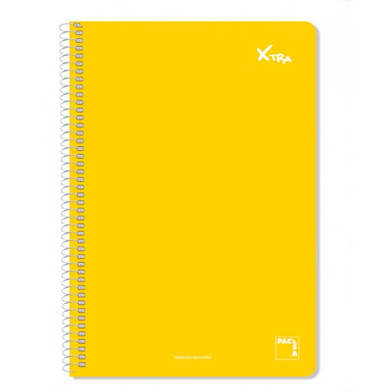 CUADERNO SERIE XTRA 60GR.TAPA CONTRACOLADA FOLIO (215X310MM.) 80 HOJAS CUADRÍCULA 4X4 COLOR AMARILLO PACSA 16050