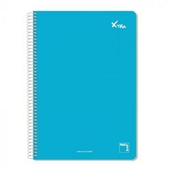 CUADERNO SERIE XTRA 60GR.TAPA CONTRACOLADA FOLIO (215X310MM.) 80 HOJAS CUADRÍCULA 4X4 COLOR AZUL PACSA 16070