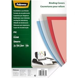 Portadas de PVC Fellowes 5375901/ A4/ 180 Micras/ 100 unidades/ Transparente