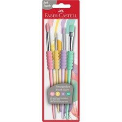 PINCELES DE AGARRE SUAVE FABER-CASTELL, PASTEL, JUEGO DE 4