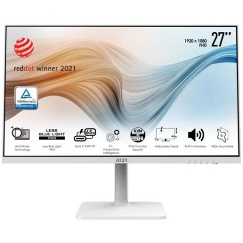 MSI MONITOR MODERN MD272XPW. 27" (69 CM). PLANO. IPS. 1920X1080 (FHD). 100HZ. BLANCO