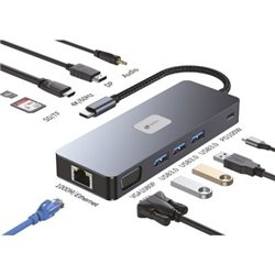 Docking USB Tipo-C Leotec LEDS03/ 3xUSB/ 1xUSB Tipo-C PD/ 1xHDMI 4K/ 1 xDisplayPort/ 1xVGA/ 1xAudio/ 1xRJ45/ 1xLector Tarjetas S