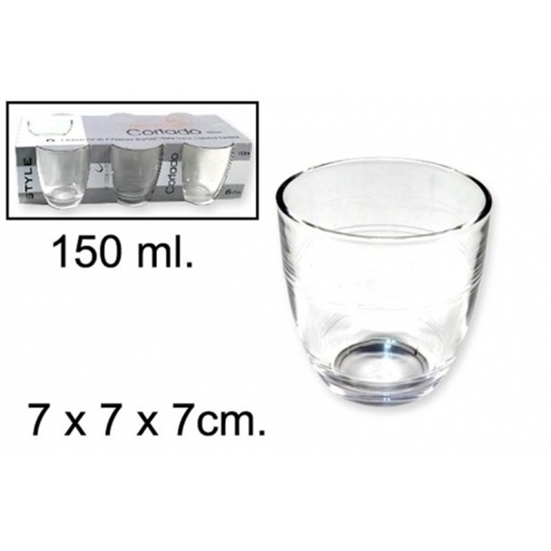 Vaso cristal pack 6 cortado 150ml