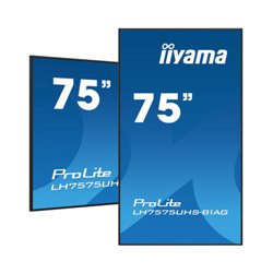 MONITOR IIYAMA 75" (LH7575UHS-B1AG) 3840X2160 / 4K UHD / 24/7 / 500 CD/M / 8MS / DP / 3XHDMI / MICRO SD SLOT /  E-SHARE /IISIGNA