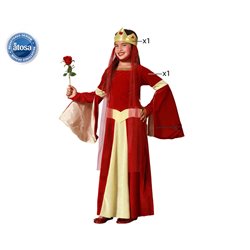 DISFRAZ REINA MEDIEVAL NIÑA INFANTIL ROJO