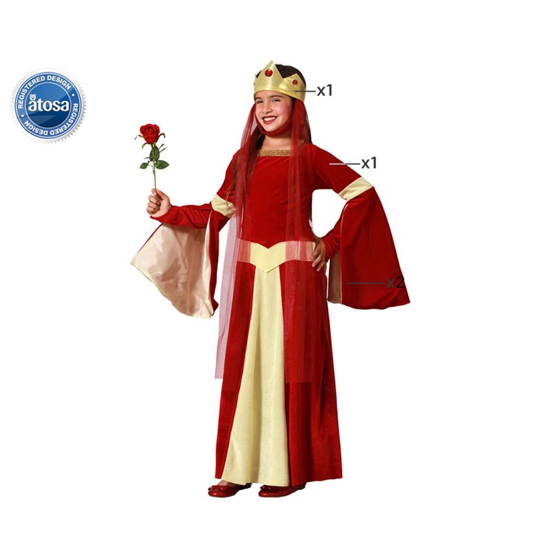 DISFRAZ REINA MEDIEVAL NIÑA INFANTIL ROJO