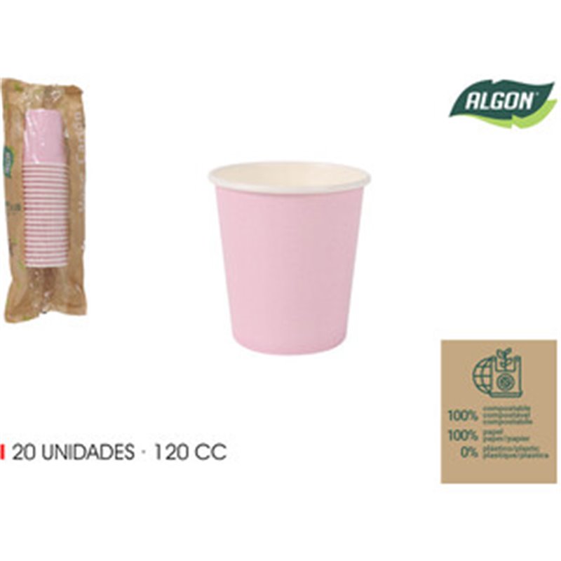 SET-20 VASO CARTON ROSA BABY 120CC ALGON