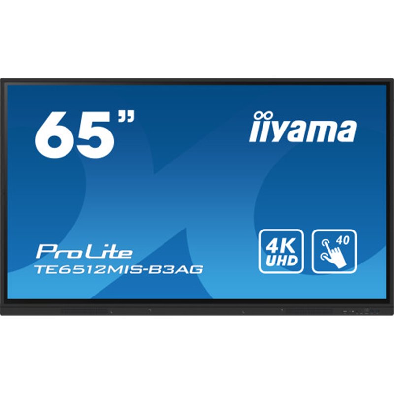 iiyama TE6512MIS-B3AG pantalla de señalización Diseño de quiosco 165,1 cm (65") LCD Wifi 400 cd / m² 4K Ultra HD Negro Pantalla 