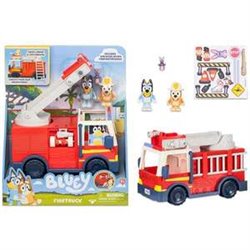 CAMION DE BOMBEROS BLUEY.INCLUYE FIGURA DE BINGO Y DE BLUEY CON ACCESORIOS.