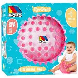 BOLA SENSORIAL 20 CM ROSA. CON COLORES Y TEXTURA SUAVE PARA LA DIVERSIÓN Y APRENDIZAJE DE LOS BEBES.