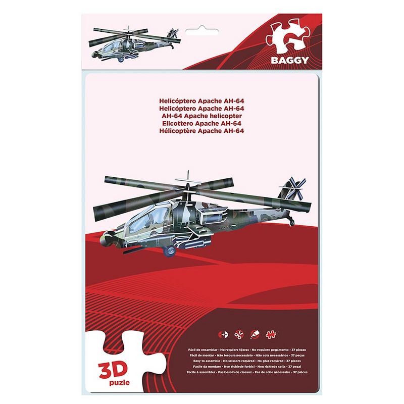 Puzzle 3D Baggy Helicoptero Apache AH-64 37pz