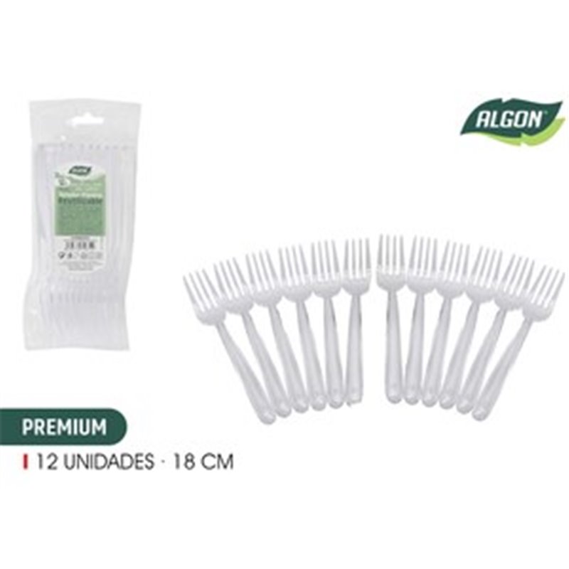 SET-12 TENEDORES MESA PLASTICO PREMIUM 18CM