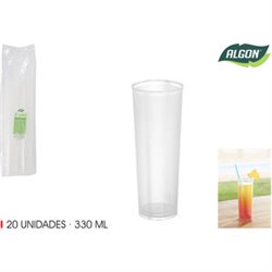 SET-20 VASO TUBO PP 330ML ALGON