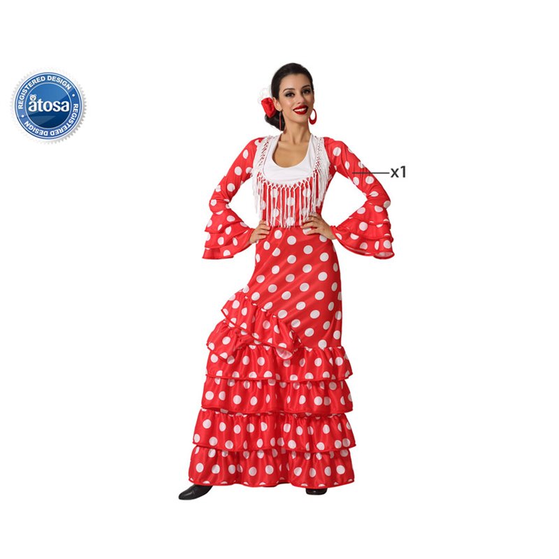 DISFRAZ FLAMENCA ROJO FLECOS ADULTO