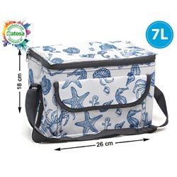 BOLSA NEVERA 26x16x18cm 7.5L TERMOSELLADO AZUL ESTAMPADO