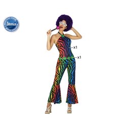 DISFRAZ DISCO MUJER ADULTO RAYAS MULTICOLOR