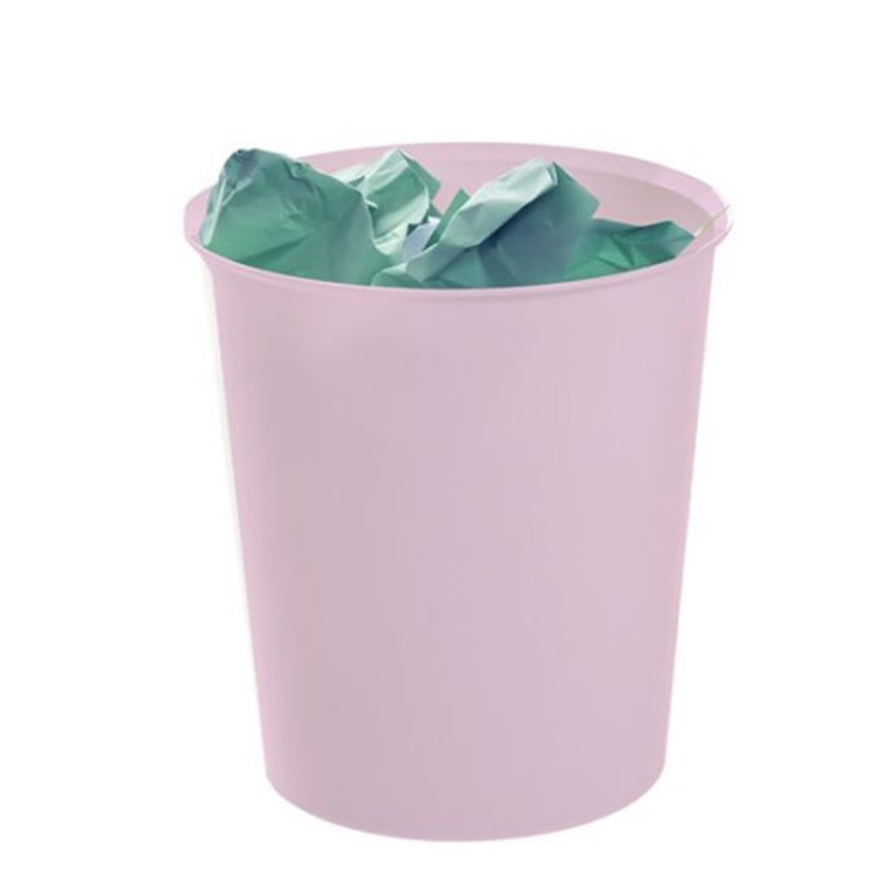 PAPELERA ECOGREEN 100% RECICLADO Y RECICLABLE ROSA PASTEL 18 LITROS 290X310 MM ARCHIVO 2000 2001 RS PS