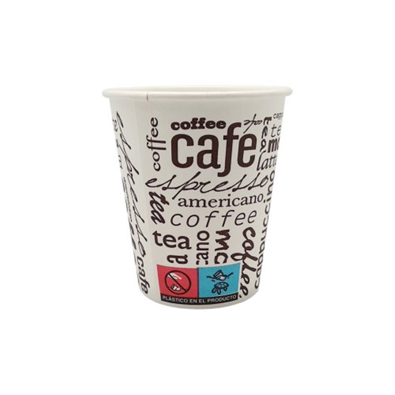 PAQUETE 50 VASOS CARTÓN COMPOSTABLE 200ML TECNOPACKING CU396