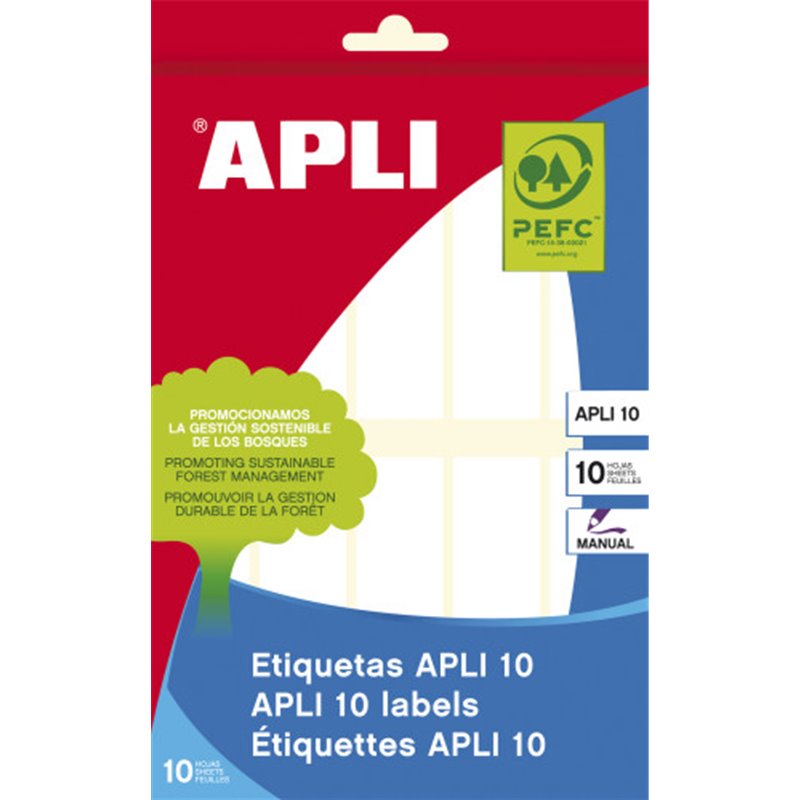 APLI 01643 etiqueta autoadhesiva Rectángulo Permanente Blanco 100 pieza(s)