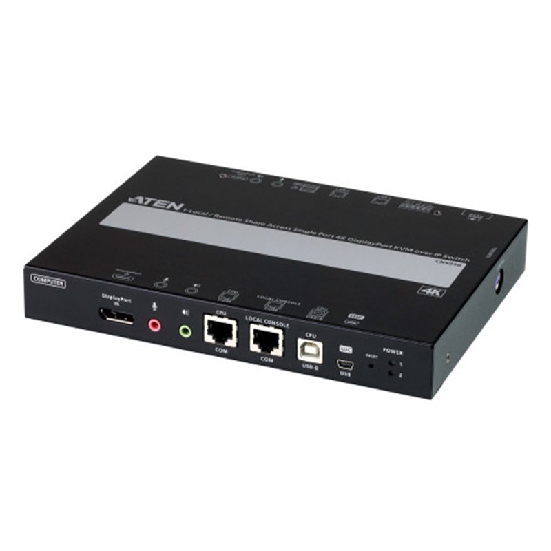 Aten 1 switch KVM a través de IP DisplayPort 4K de un solo puerto para acceso a recurso compartido local/remoto