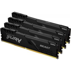 MEMORIA KINGSTON FURY BEAST BLACK DDR4 64GB (KIT 4) 3600MHZ  CL18     - KF436C18BBK4/64