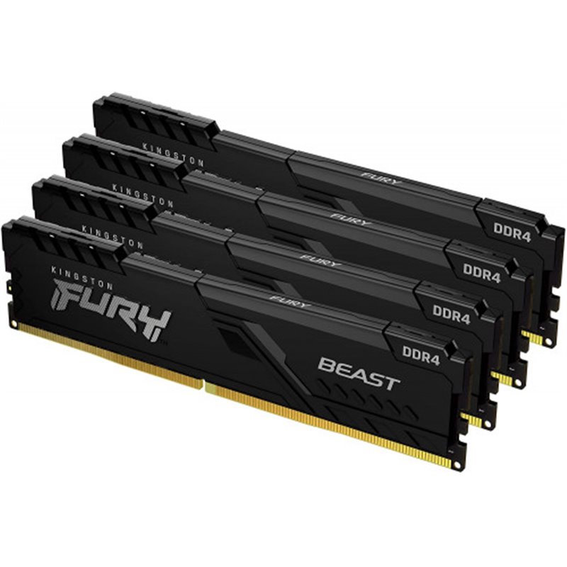 MEMORIA KINGSTON FURY BEAST BLACK DDR4 64GB (KIT 4) 3600MHZ  CL18     - KF436C18BBK4/64