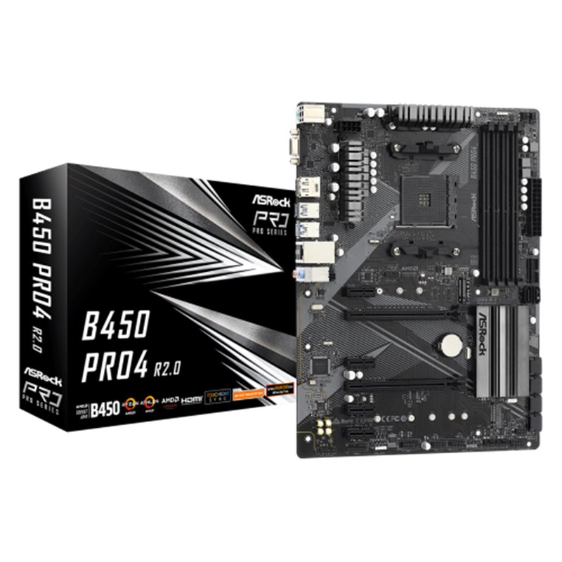 Asrock B450 Pro4 R2.0 AMD B450 Zócalo AM4 ATX