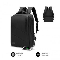 SUBBLIM City Backpack Mochila para portátil 15.6", Poliéster Oxford, Negra