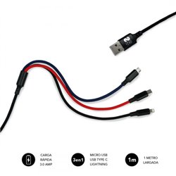 SUBBLIM Cable Premium 3in1 3.0 (Micro USB+Type C+Lightning)