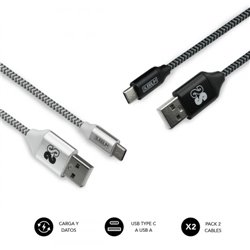 SUBBLIM PACK 2 CABLES USB TIPO USB-C-A 3.0 1 M BLACK/SILVER