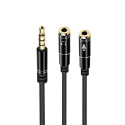 Ewent EC1641 cable de audio 0,3 m 3,5mm 2 x 3.5mm Negro