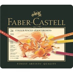 ESTUCHE DE METAL POLYCHROMOS CON 24 LAPICES DE COLORES SURTIDOS FABER CASTELL 110024