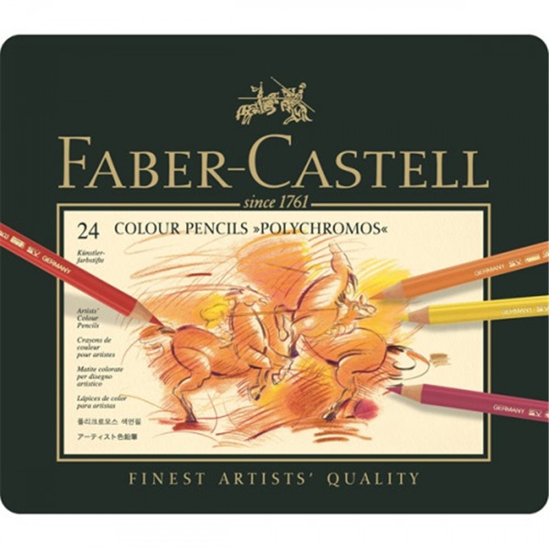 ESTUCHE DE METAL POLYCHROMOS CON 24 LAPICES DE COLORES SURTIDOS FABER CASTELL 110024