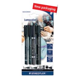 BLISTER 4 LUMOCOLOR PERMANENT 60 BK, SURTIDO STAEDTLER 60 BK