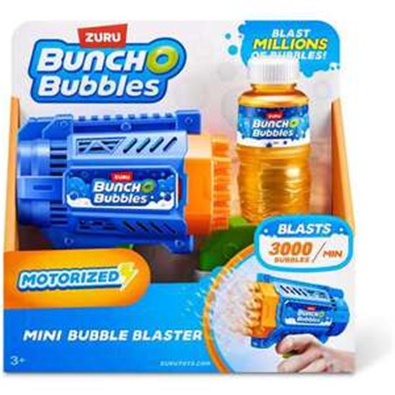 PISTOLA POMPAS BUNCHO MINI BUBBLE BLASTER, INCLUYE BOTELLA LIQUIDO SERIE 1 20X20X75CM