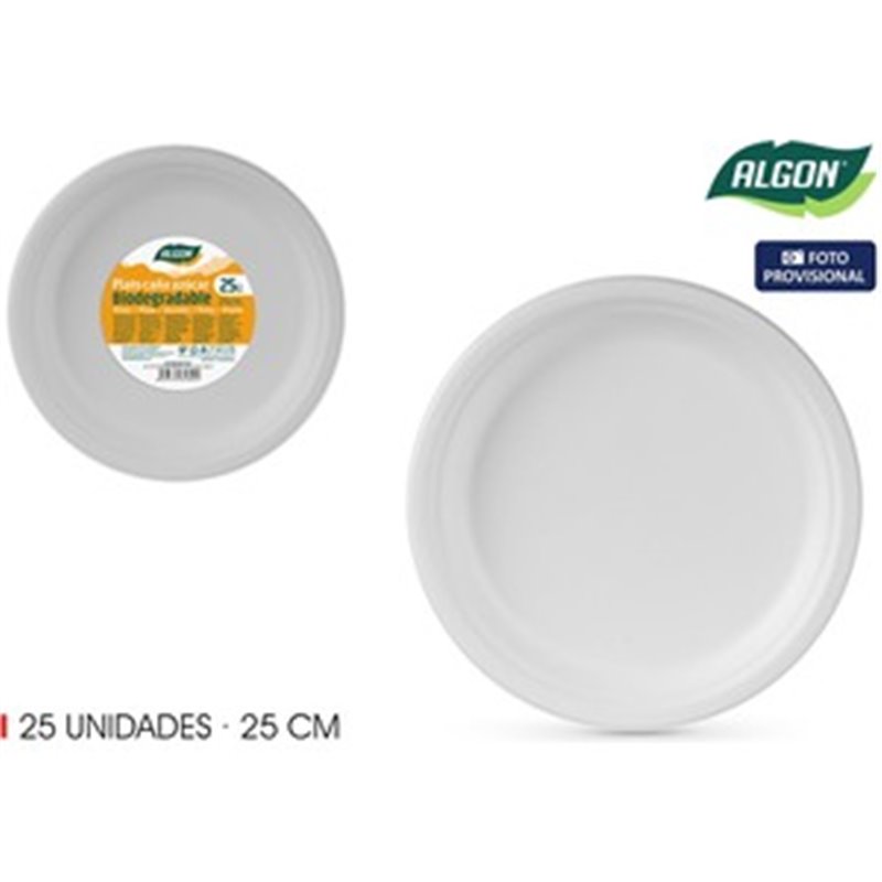 SET-25 PLATO BIO.REDONDO 25CM CAÑA ALGON