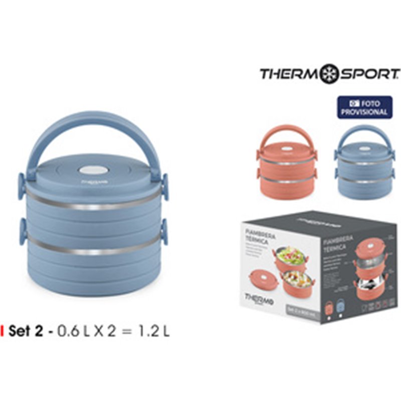 SET 2 FIAMBRERA TERMICA SS 0.6LT THERMOSPORT - COLORES SURTIDOS